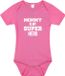 Bellatio Decorations Mommy super hero cadeau romper roze voor babys / meisjes - Moederdag / mama kado / geboorte / kraamcadeau - cadeau voor aanstaande moeder 92