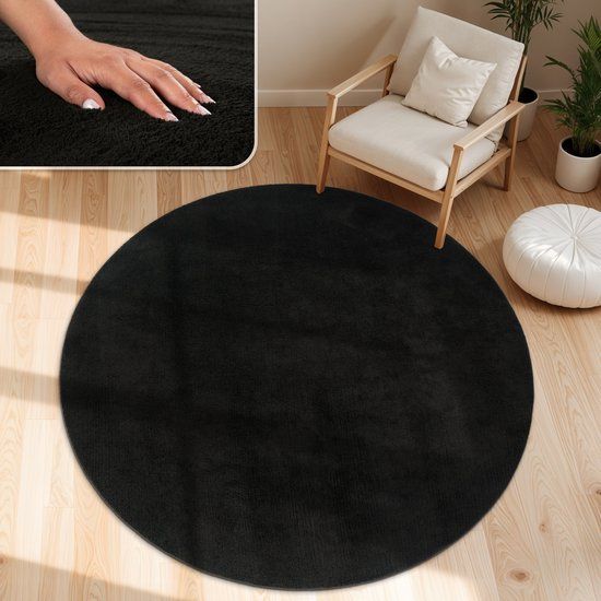 Paco Home Moderne woonkamer tapijt kortpolig wasbaar zacht uni effect bont antislip 160 cm Rund