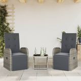 Maison Exclusive - Ensemble de jardin 3 pièces avec coin repas et coussins, gris, en polyrotin