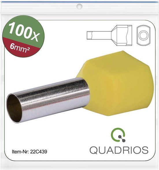 Quadrios 22C439 Dubbele adereindhulzen 6 mm² Deels geïsoleerd Geel 1 set(s)