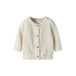 LIL' ATELIER BABY katoenen gebreide vest met kabels - ecru
