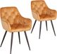 Happyment Luxe Fauteuil – Velours Orange – Fauteuil – Chaise de salle à manger – Chaise de cuisine – Chaise coque – Lot de 2