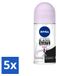 Nivea 5 x Deodorant Roller Invisible voor zwarte en witte kleding, transparant - 50 ml - Voordeelverpakking - 5 stuks