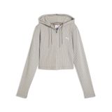 PUMA Essentials Ribbed Slim hoodie met volledige rits voor dames XL, Mouse Gray Heather Beige