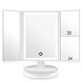 WEILY Make-up spiegel met LED-Verlichting en Touchscreen, Drievoudig 1x 2x 3x Vergroting, 180 ° Verstelbare Rotatie, Werkt op Batterijen en USB, Aanrecht Cosmetische Spiegel (Wit)