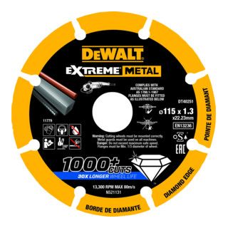 DEWALT diamantdoorslijpschijf 115x1.3mm - 1 stuk