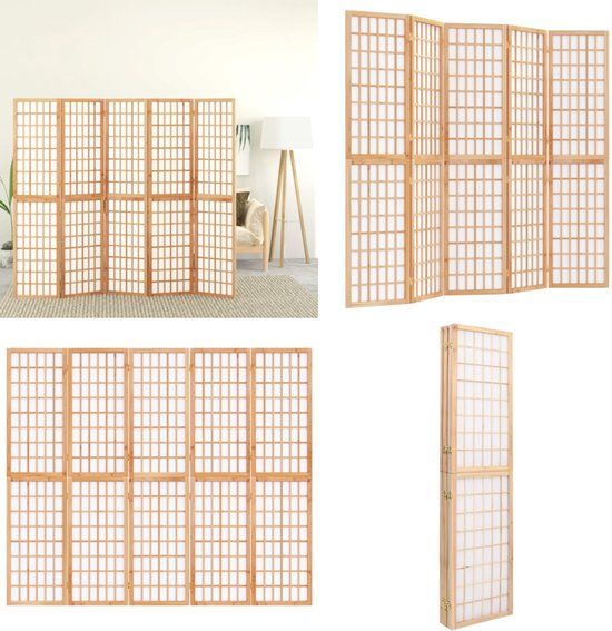 vidaXL Kamerscherm inklapbaar 5 panelen Japanse stijl 200x170 cm