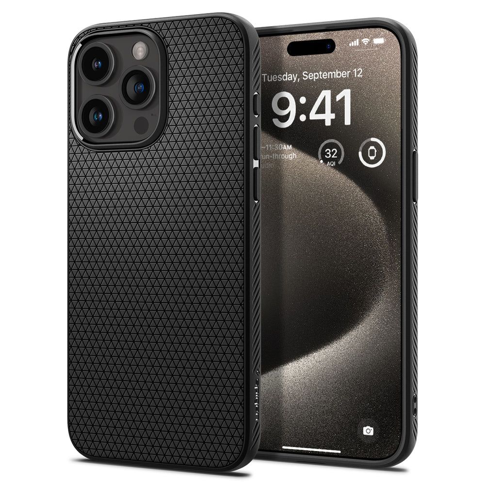 Spigen Liquid Air Case hoesje geschikt voor iPhone 15 Pro Max - zwart