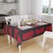 Bonamaison Tafelkleed, Anti-Mold, Sneldrogend, Waterdicht, 100% Polyester Tafellaken, rood Zwart, 140 x 160 Cm