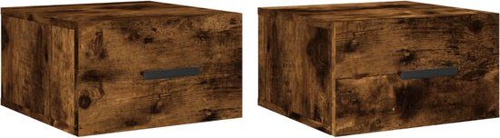vidaXL Nachtkastjes - Set van 2 - Wandgemonteerd - 35x35x20 cm - Gerookt eikenkleur