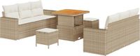 vidaXL Tuinbank Set met kussen 9-delig Beige polyrattan