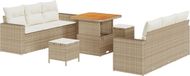 vidaXL Banc de jardin avec coussin 9 pièces Beige polyrotin