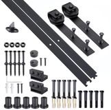 Homcom Set de quincaillerie pour porte coulissante - Métal - 200x4x1cm - Noir