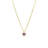 Lucardi - Dames Stalen goldplated ketting vintage paars hart - Ketting - Staal - Goudkleurig - 45 cm