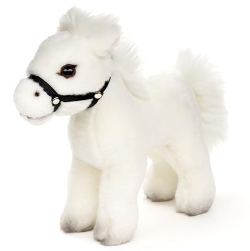 Uni-Toys - Paard, staand, wit (zonder zadel) - 23 cm (lengte) - pluche dier, knuffeldier