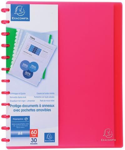 Exacompta showalbum met ringen A4 30 uitneembare tassen rood