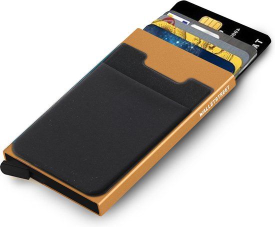 Walletstreet Uitschuifbare Pasjeshouder Plus - Oranje - Aluminium - RFID - 8 Pasjes