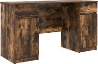 vidaXL Bureau Rook Eikenfineer Bewerkt Hout 140 x 49 x 76 cm