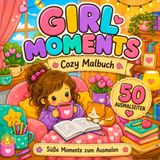 Girl Moments Malbuch Jugendliche Mädchen: 50 Süße und Entspannende Ausmalbilder mit Gemütlichen Alltagsmomenten Niedlichen Tieren Kaffee Büchern ... Szenen Einfaches Malbuch für Erwachsene