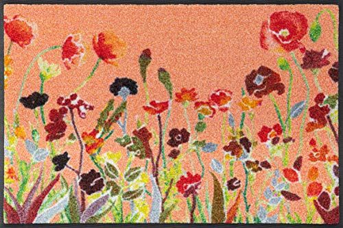 Wash+Dry Wildflowers deurmat, polyamide, oranje, 50x75 cm