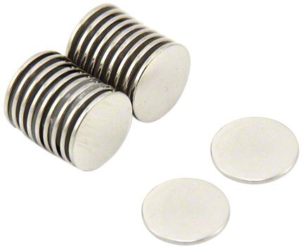 first4magnets F309-10 15 mm diameter x 1 mm dikke N42 neodymium magneten - 1,1 kg trekken (verpakking van 10), zilver, 25 x 10 x 3 cm, stuk