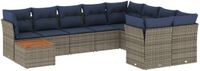 vidaXL 10-delige Loungeset met Kussens Poly Rattan Grijs