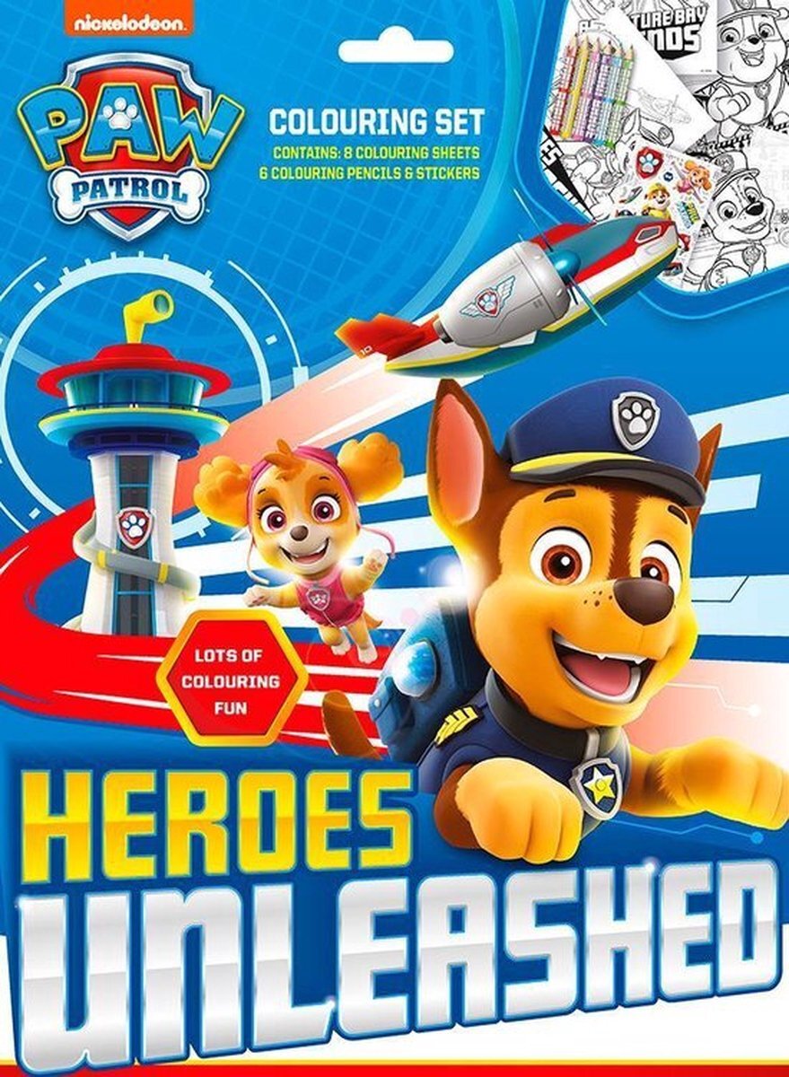 PAW Patrol kleurboek, potloden en stickers - Kleurpotloden - Sticker - speelgoed - Knutselen - Knutselen meisjes - Knutselen jongens - Skye - Sticker - Tekenen