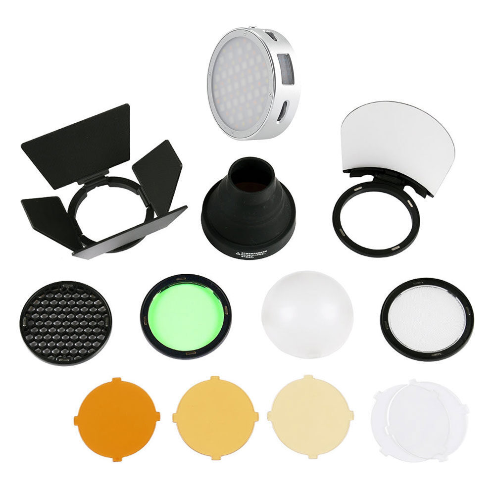 Godox R1 RGB Round Head LED-lamp Zilver + AK-R1 Kit