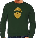 Bellatio Decorations Bellatio Design Foute kersttrui Kerstman goud en glitter - heren - groen - kerstborrel kantoor XL