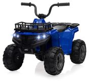 Quad électrique pour enfants, 12 volts, avec double moteur, éclairage LED, musique, vitesse 4,8 km/h, bleu