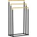 Pangivo Porte-serviettes sur pied 3 barres en acier et bambou noir 45 x 22,5 x 86 cm