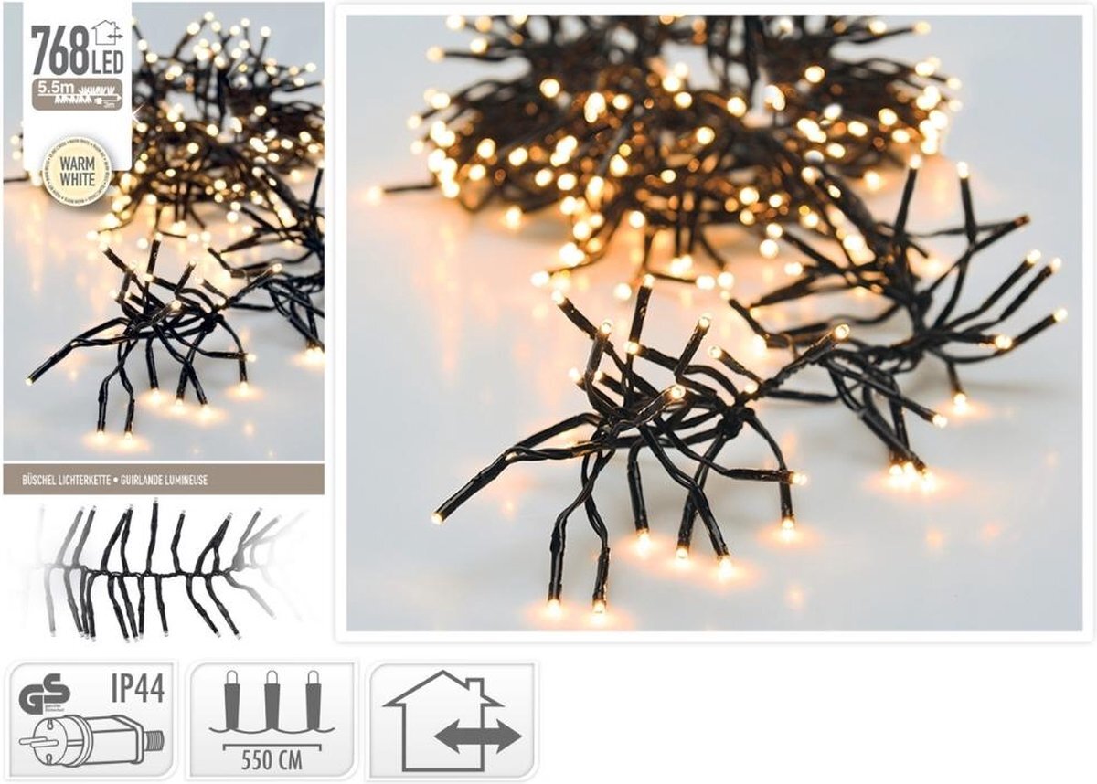 WAYS. Kerstverlichting - Clusterverlichting - 768 LED's - Lengte: 5.5 meter - Warm wit