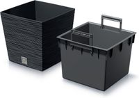 Prosperplast Furu Stripes Plantenpot/Bloempot - Antraciet - Vierkant - D24 x H23.5 cm