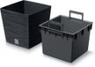 Prosperplast Furu Stripes Plantenpot/Bloempot - Antraciet - Vierkant - D24 x H23.5 cm