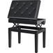Banc de piano Hauteur réglable (48-58 cm) Espace de rangement Pieds en bois Tabouret de clavier rembourré Noir