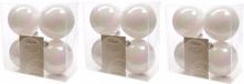 Decoris Kerstballen - 12x st - wit parelmoer - 10 cm - kunststof