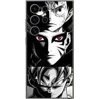 Samsung Galaxy S25 Ultra Sangoku Naruto Luffy één stuk Dragon Ball Z fond noir et blanc, anime manga Maniacase