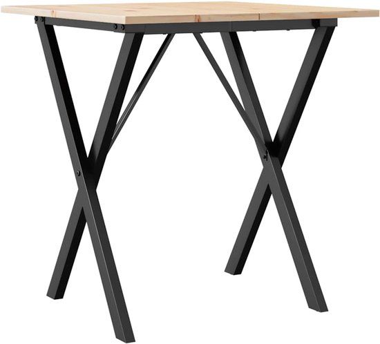 vidaXL Eettafel X-frame 70x70x75 cm massief grenenhout en staal