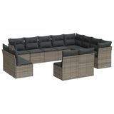 vidaXL 12-delige loungeset met kussens polyrattan grijs