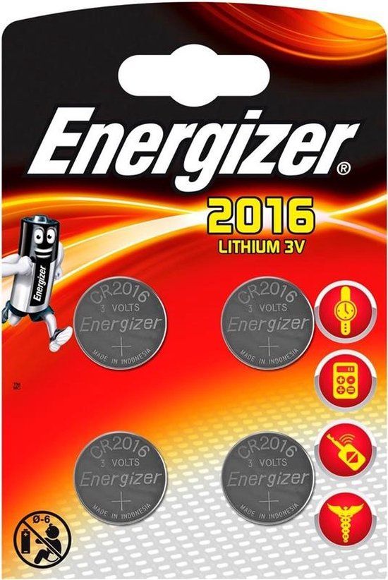 Energizer Lithium CR2016 Knoopcel Batterijen - 4 Stuks