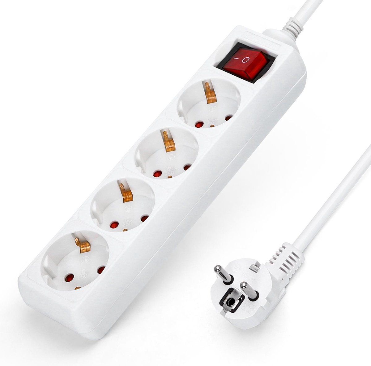 Aigostar 20FGR Stekkerdoos - 4-voudig - 3 meter - Wit