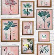 Noordwand Behang Roze - Groen - Botanisch - Dieren - Slaap/Woonkamer