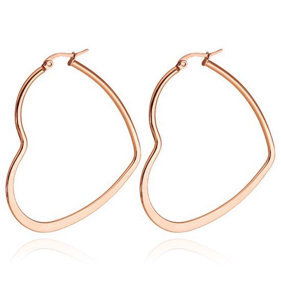 Cilla Jewels Dames oorringen Edelstaal Rose hartje-30mm