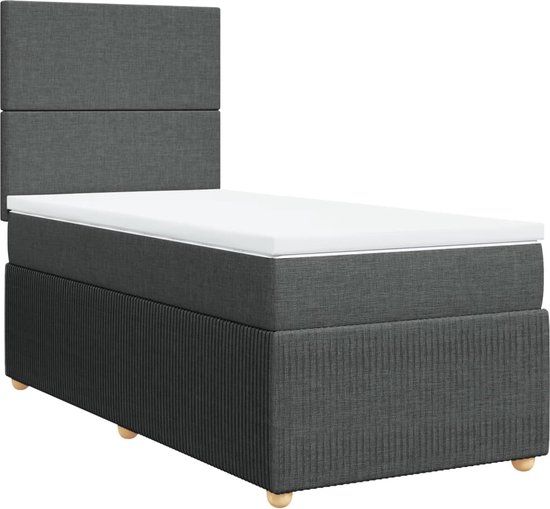 vidaXL Boxspring met matras stof donkergrijs 90x190 cm