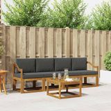 vidaXL Acacia Hout Bank Loungeset 4 Zitplekken Natuurlijk en Antraciet