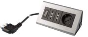 Poly Pool PP2590.2 meervoudige stekkerdoos voor het bureau met 3 stopcontacten, 2 m kabel en verlichte schakelaar
