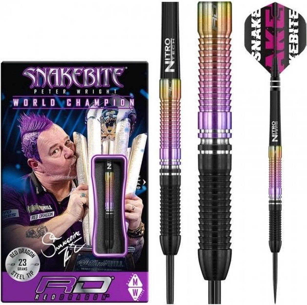Red Dragon Peter Wright Snakebite World Champion 2020 Edition Steeltip Dartpijlen - 21 gram