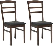 vidaXL Eetkamerstoel 2 stuks Massief Rubberhout Lichtbruin en Zwart