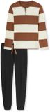 SCHIESSER Pyjama lang Selected Premium Warming Heren Gestreept Katoen Toffee L