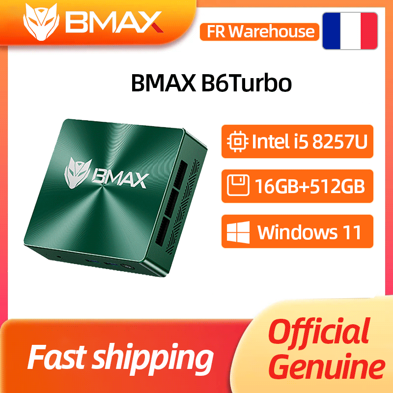 BMAX Mini PC B6 Turbo Intel Core i5 8257U Windows 11 16 GB RAM 512 GB SSD HDMI USB DP Bluetooth WIFI Computer